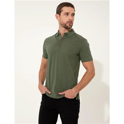 Haki Slim Fit Polo Yaka Tişört