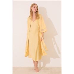 Bata larga tejido chifón amarillo