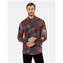 Turuncu Slim Fit Uzun Kollu Gömlek