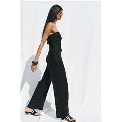 STRAPLESS LINEN BLEND JUMPSUIT