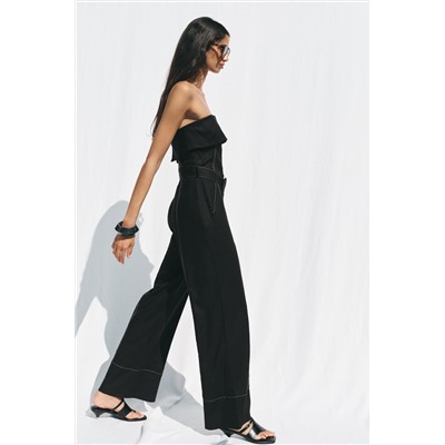 STRAPLESS LINEN BLEND JUMPSUIT