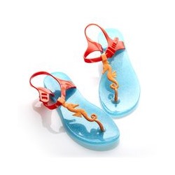 Сандалии Zhoelala Seahorse (голубой с шиммером+оранжевый+красный)/ Zhoelala Seahorse (blue shimmer+orange+red)