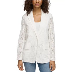 KARL LAGERFELD PARIS Women's Cotton Circle-Icon Eyelet Jacket