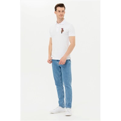 Erkek Beyaz Basic Polo Yaka Tişört