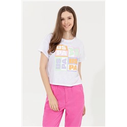Kadın Mint Bisiklet Yaka Crop Tişört