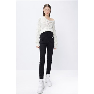 Vaquero slim fit de tiro alto Negro