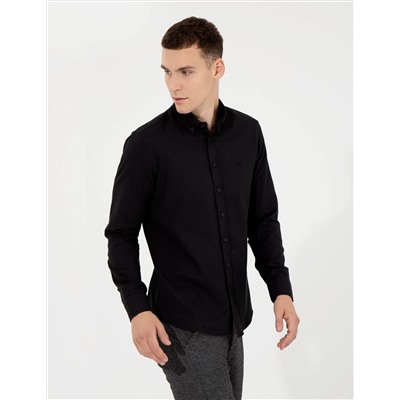 Siyah Slim Fit Oxford Gömlek