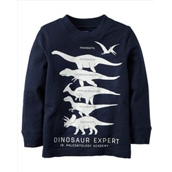 Long-Sleeve Glow-In-The-Dark Dinosaur Expert Graphic Tee