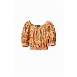 Blusa cropped tropical