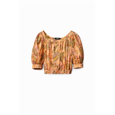 Blusa cropped tropical