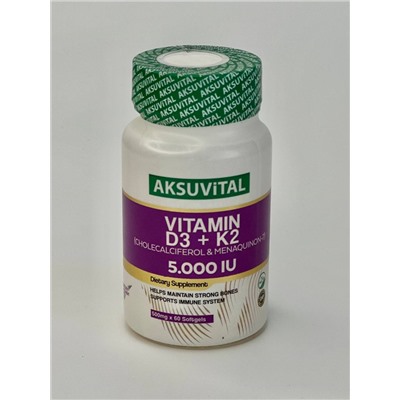 Vitamin D3 + K2  5.000 IU AKSUVITAL