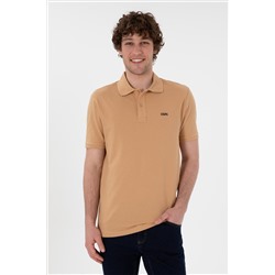 Erkek Regular Fit Polo Yaka Camel Basic Tişört