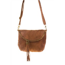Bandolera de nobuk Camel y dorado - Firenze Artegiani