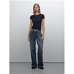 Contrast rib T-shirt 100% cotton