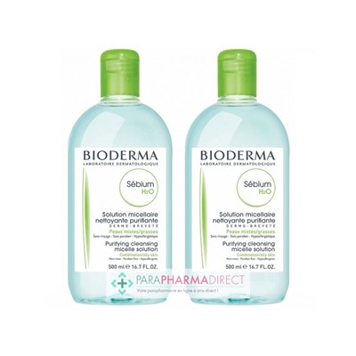 Bioderma Sébium H2O Solution Micellaire Nettoyante Purifiante 2x500ml