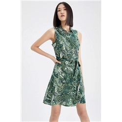 Defacto Gömlek Yaka Floral Kolsuz Mini Elbise X1651AZ22SM