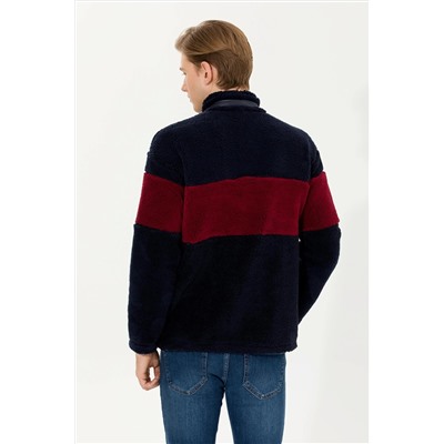 Erkek Lacivert Dik Yaka Sweatshirt