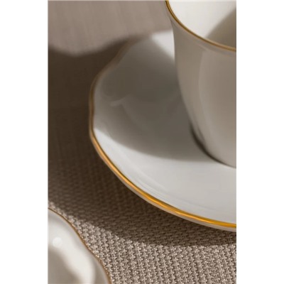 Vela 6 Kişilik 12 Parça Kahve Fincan Takımı - Beyaz/Gold - 90 ml