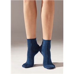 Kurze Socken mit weichem Rand und Glitzer