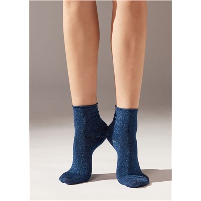 Kurze Socken mit weichem Rand und Glitzer