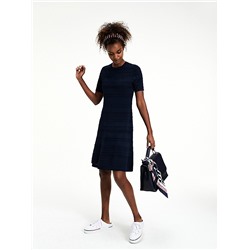 FIT AND FLARE POINTELLE DRESS