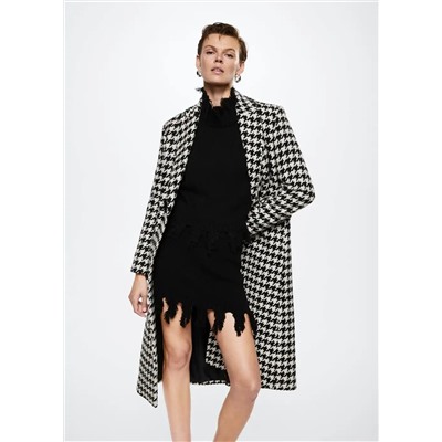 Abrigo lana pata de gallo -  Mujer | MANGO OUTLET Melilla