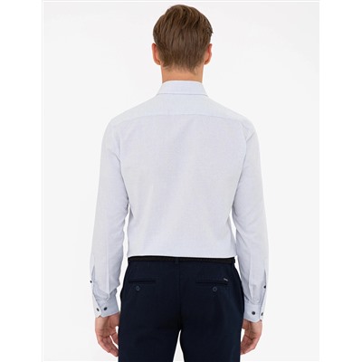 Gri Slim Fit Uzun Kollu Gömlek