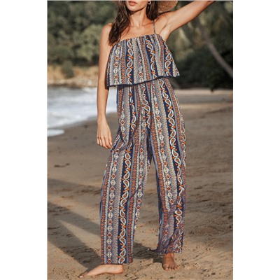 Paisley Print Flounce Cami Jumpsuit