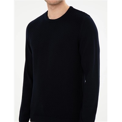 Açık Lacivert Slim Fit Bisiklet Yaka Triko Kazak