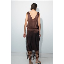 EMBROIDERED FRINGED DRESS ZW COLLECTION