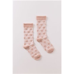 Calcetines largos gris corazones relieve