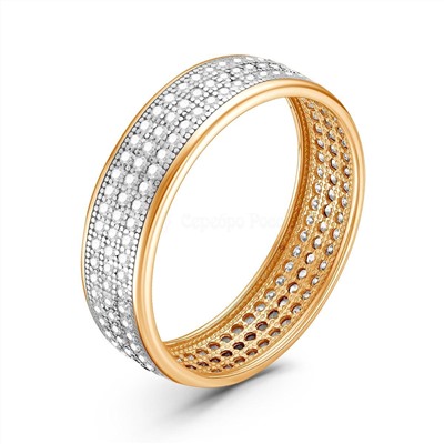 Кольцо из золочёного серебра с фианитами 925 пробы п1-394-1з200