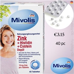Zink + Histidin + Cystein Depot, Tabletten 40 St., 19 g