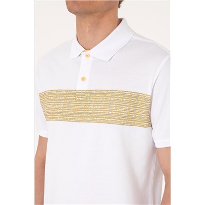 Erkek Regular Fit Polo Yaka Beyaz Tişört
