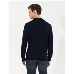 Lacivert Slim Fit Yarım Balıkçı Yaka Basic Triko Kazak
