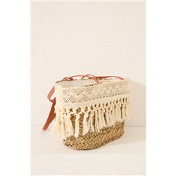 Bolso capazo rafia y encaje
