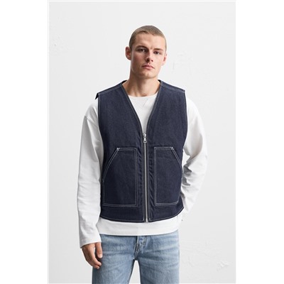 CHALECO DENIM COSTURAS