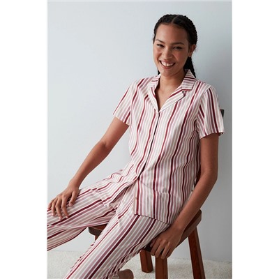 Penti Kısa Kollu Çizgili Pantolon Pijama Takımı PN64O2LM23SK-MIX