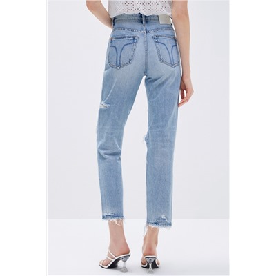 Vaquero slim fit 7/8 de tiro alto Azul claro