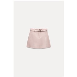 FAUX SUEDE SKIRT WITH BELT