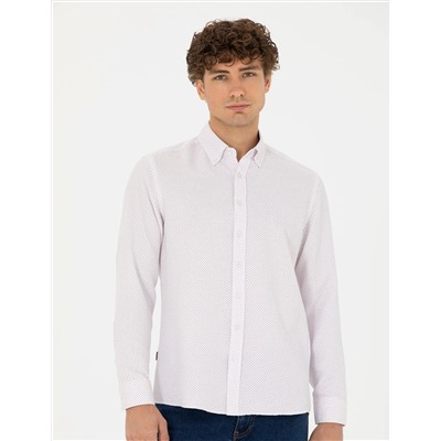 Bordo Slim Fit Uzun Kollu Gömlek