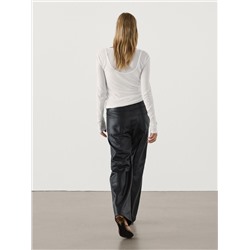 Pantalón piel napa straight fit