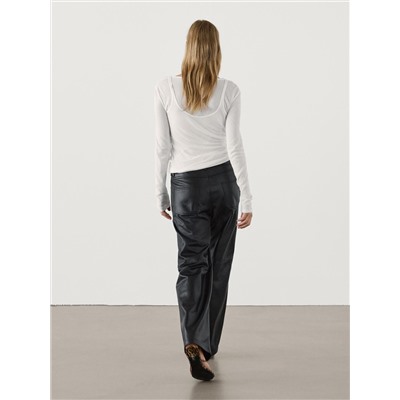 Pantalón piel napa straight fit