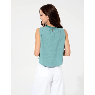 Koyu Mint Kolsuz Comfort Fit Bluz