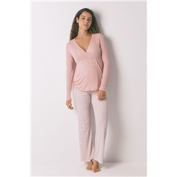 Pijama Capri "maternity" técnica canalé rosa