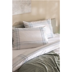 Holly King Size %100 Pamuk Nevresim Takımı - Beyaz/Turkuaz