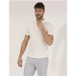 Beyaz Slim Fit Polo Yaka Merserize Tişört
