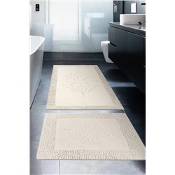 Madame Clean Home Tiffany 2'li Pamuklu Klozet Takımı Krem Banyo Paspas Seti Makarnakenar01
