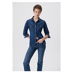 MaviIsabel Koyu Jean Gömlek Slim Fit / Dar Kesim 1257129906