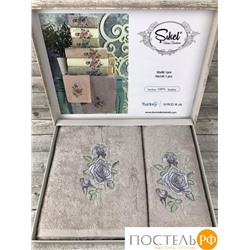 T0945/4 Набор полотенец SIKEL из 2-х предметов (50*90 и 70*140) GUL NAKIS BEJ бежевый